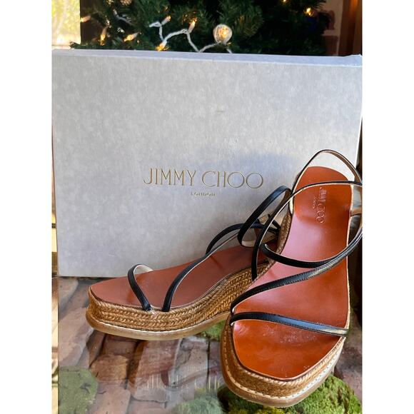 JIMMY CHOO Black Drive Strappy Espadrilles SZ 37 - Picture 14 of 14